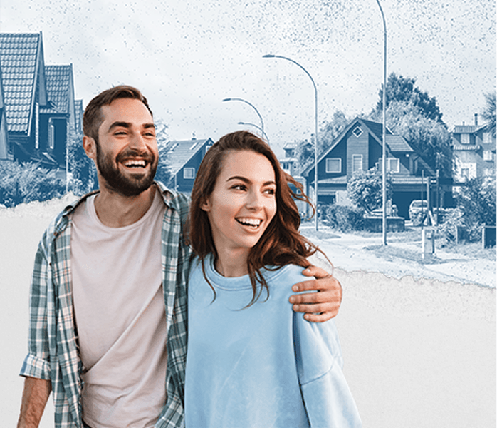couple smiling on the street