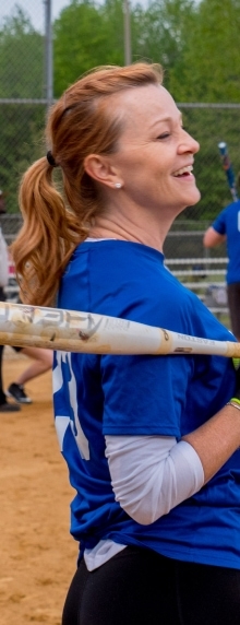 ABMG employee at a softball game