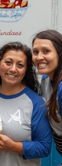 ABMG employees outside ice cream shop